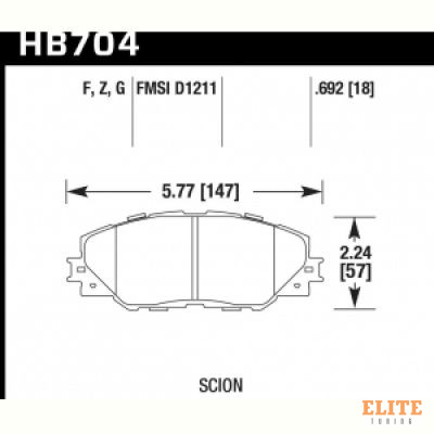Колодки тормозные HB704F.692 HAWK HPS перед RAV4 2006-2013