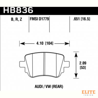 Колодки тормозные HB836Z.651 HAWK PC VOLKSWAGEN Alltrack  задние