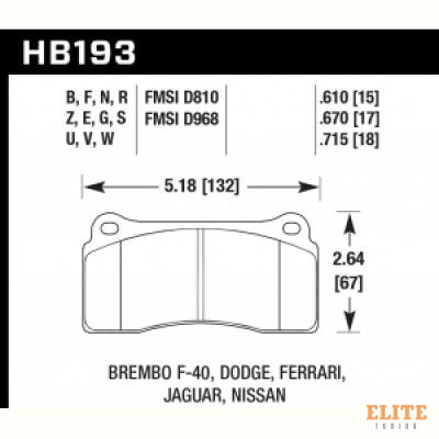 Колодки тормозные HB193D.670 HAWK ER-1  Brembo 4 порш. перед Tesla 3, Y НЕ Performance; зад GTR R35