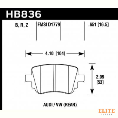 Колодки тормозные HB836B.651 HAWK HPS 5.0 VOLKSWAGEN Alltrack  задние