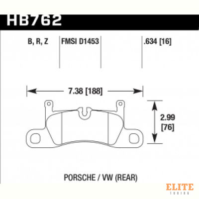 Колодки тормозные HB762Z.634 HAWK PC; задние PORSCHE CAYENNE 92A, VW TOUAREG 7P5 2010->