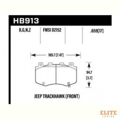 Колодки тормозные HB913N.659 перед Jeep WK2 Trackhawk 2019->