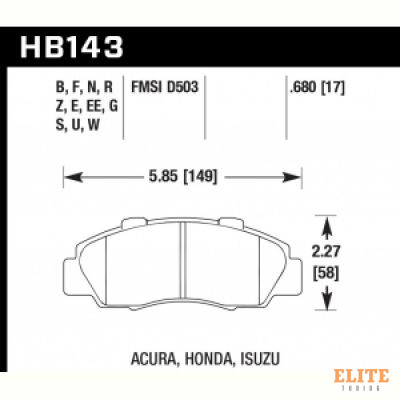 Колодки тормозные HB143E.680 HAWK Blue 9012 передние HONDA