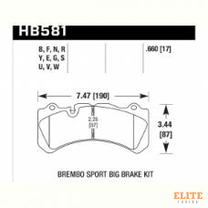 Колодки тормозные HB581S.660 HAWK HT-10 Brembo GT 6 поршней тип J, N