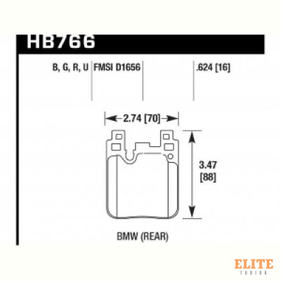 Колодки тормозные HB766Z.624 задн. BMW M4 F82, F32; M3 F80 F30; F20 F22 F87 M-Performance