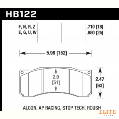 Колодки тормозные HB122R.980 HAWK Street Race; 25mm
