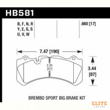 Колодки тормозные HB581U.660 HAWK DTC-70 Brembo GT 6 поршней тип J, N