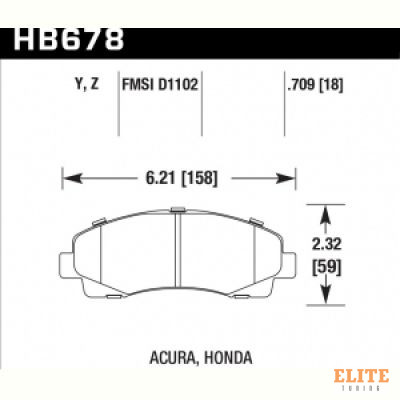 Колодки тормозные HB678Y.709 HAWK LTS перед Honda Ridgeline ; Acura TL 2009-2013