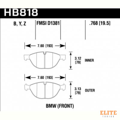 Колодки тормозные HB818Z.768 HAWK PC BMW X5 xDrive50i передние